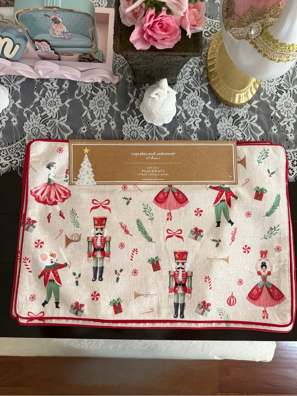 Cupcakes & Cashmere Nutcracker Christmas Placemats - Red and Green